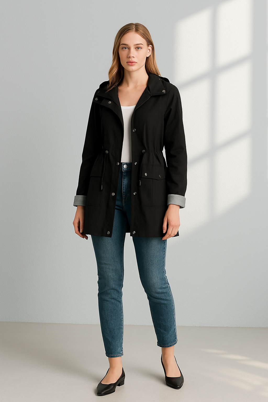 Huvtröja för damer med justerbar midja