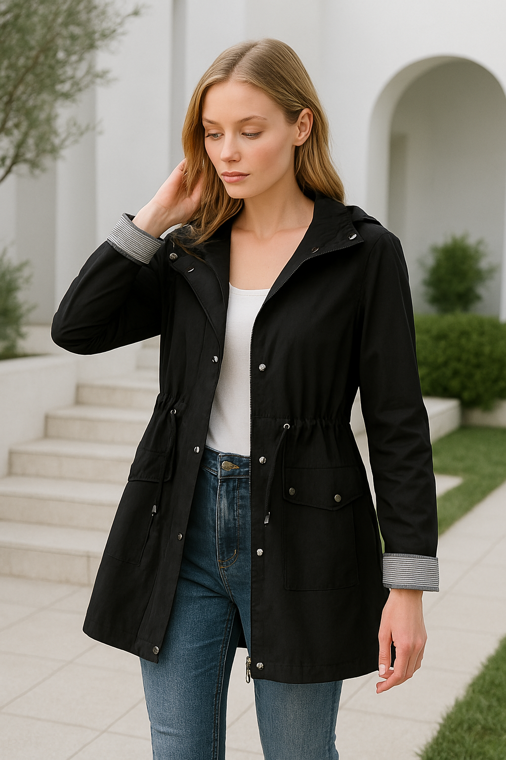 Huvtröja för damer med justerbar midja