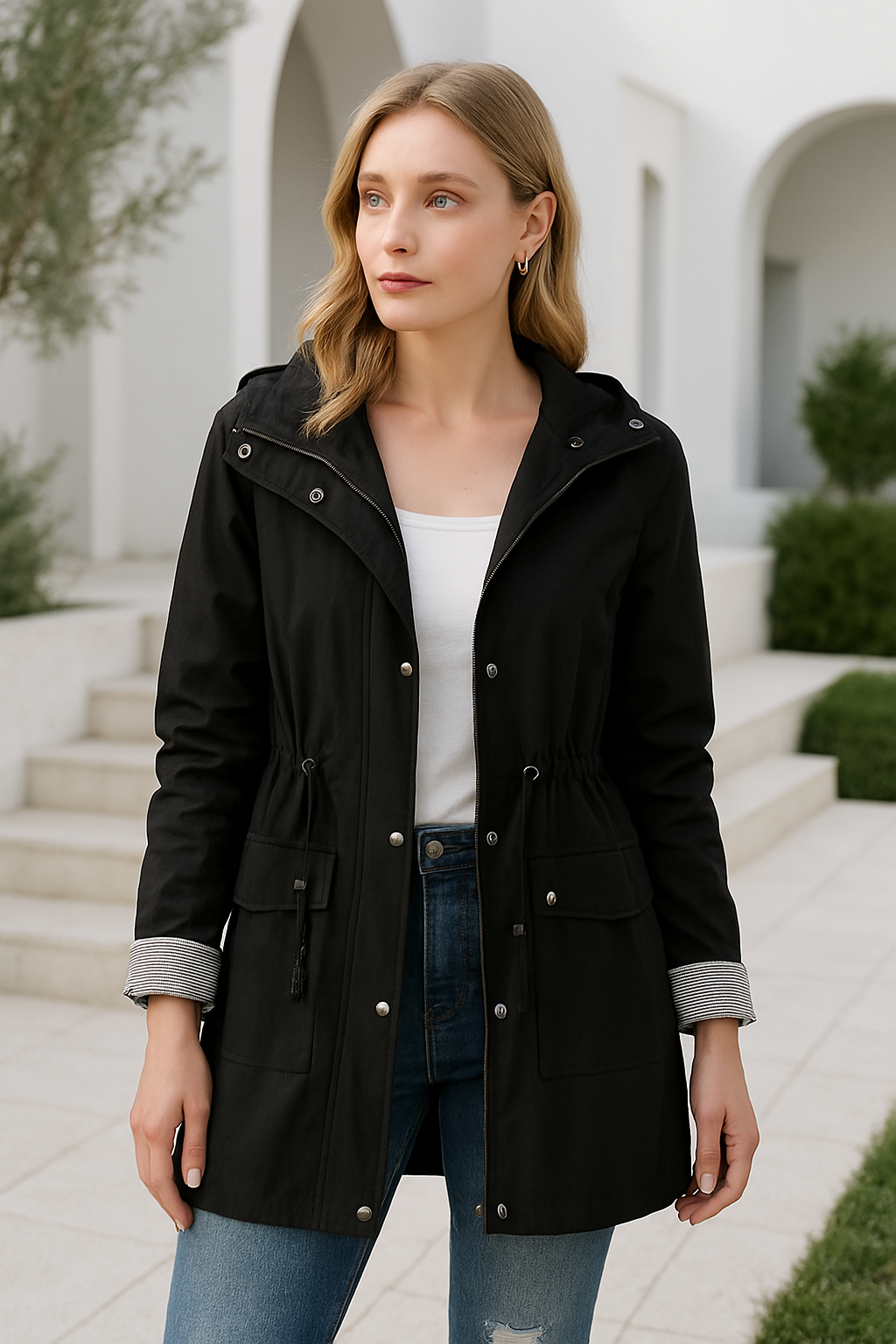 Huvtröja för damer med justerbar midja