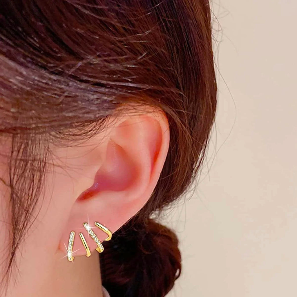 Claw Ear Cuff-örhängen Smycken Dam Hypoallergent Metall Fyra Eleganta Klor
