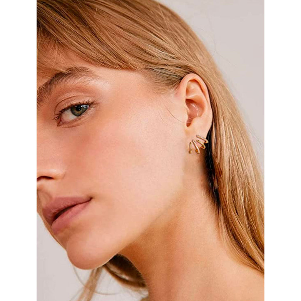 Claw Ear Cuff-örhängen Smycken Dam Hypoallergent Metall Fyra Eleganta Klor