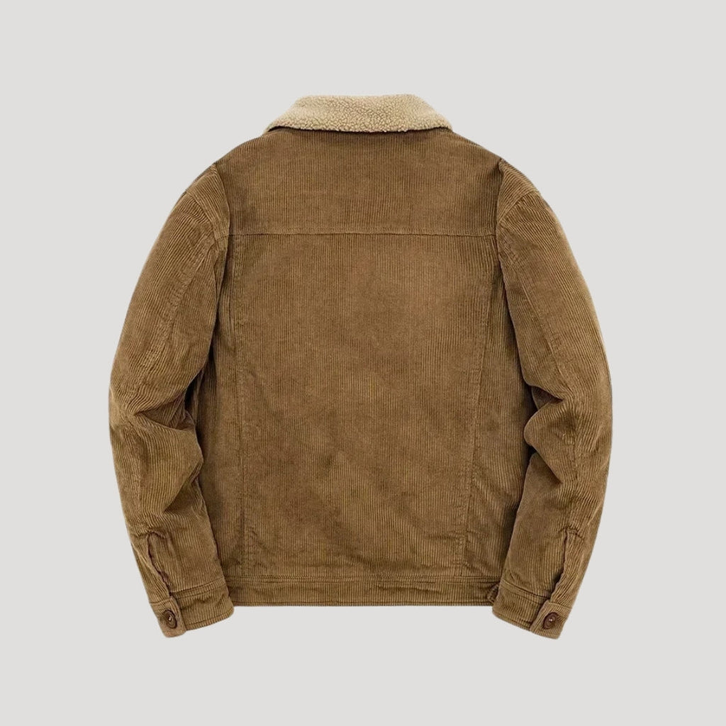 Herrjacka för vintern Truckerjacka med foder i imiterat mocka och fårskinn för kalla dagar