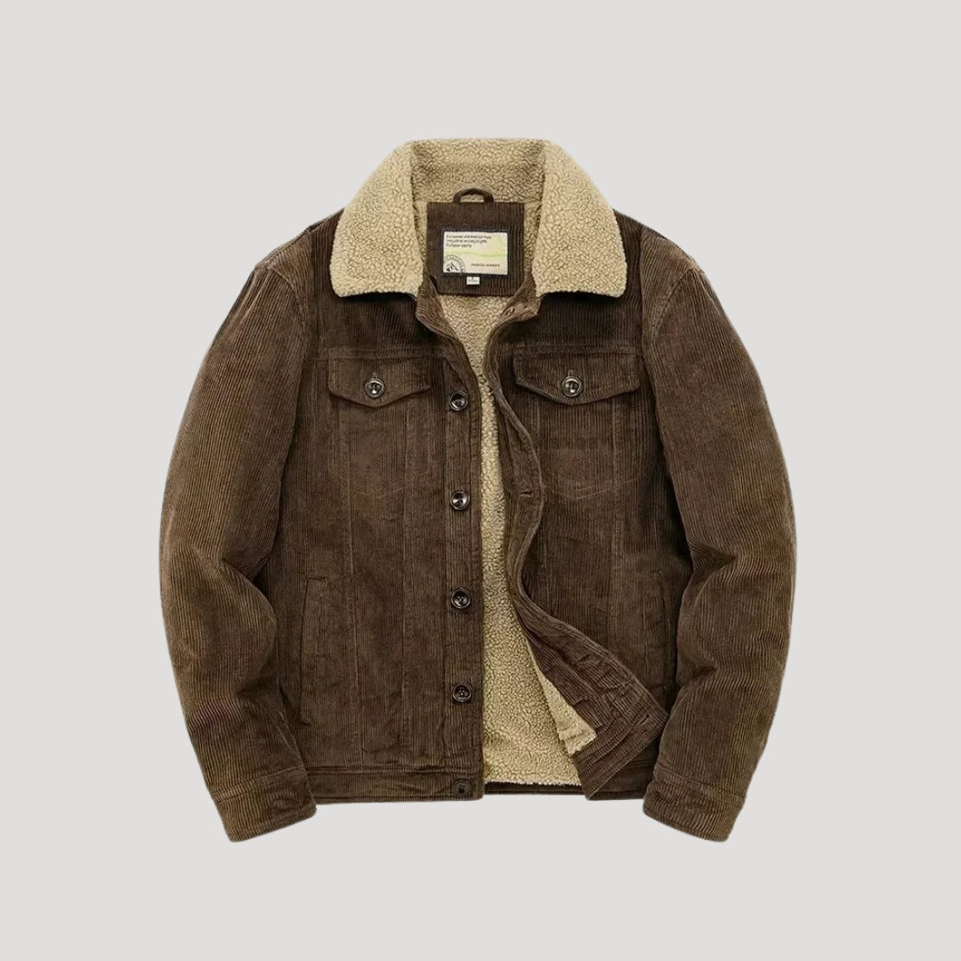 Herrjacka för vintern Truckerjacka med foder i imiterat mocka och fårskinn för kalla dagar