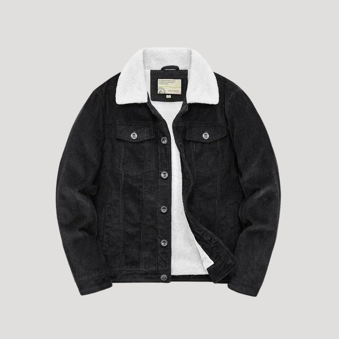 Herrjacka för vintern Truckerjacka med foder i imiterat mocka och fårskinn för kalla dagar