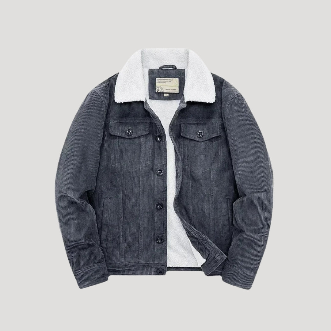 Herrjacka för vintern Truckerjacka med foder i imiterat mocka och fårskinn för kalla dagar