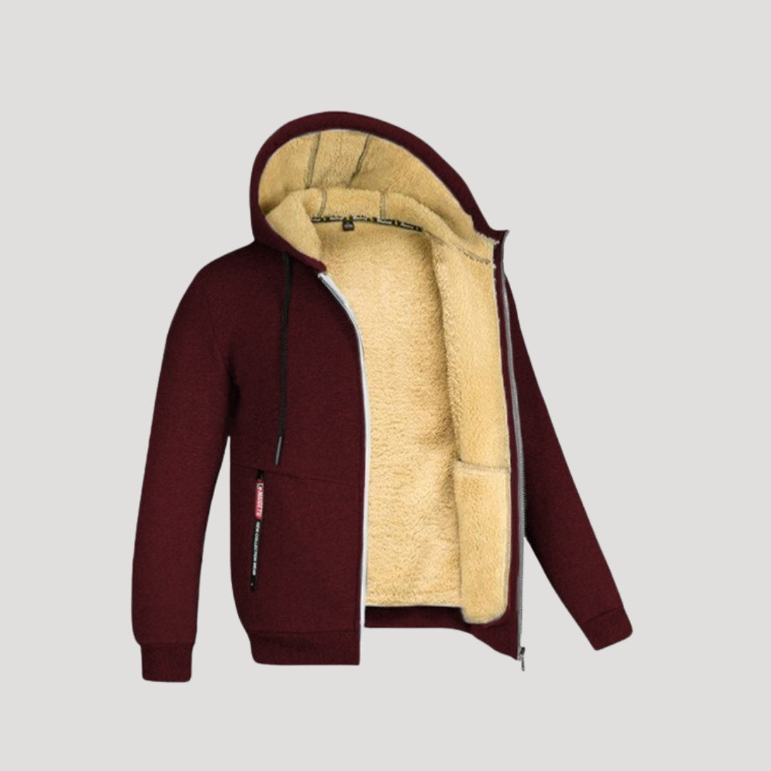 Herrhoodie med dragkedja och fleecefoder