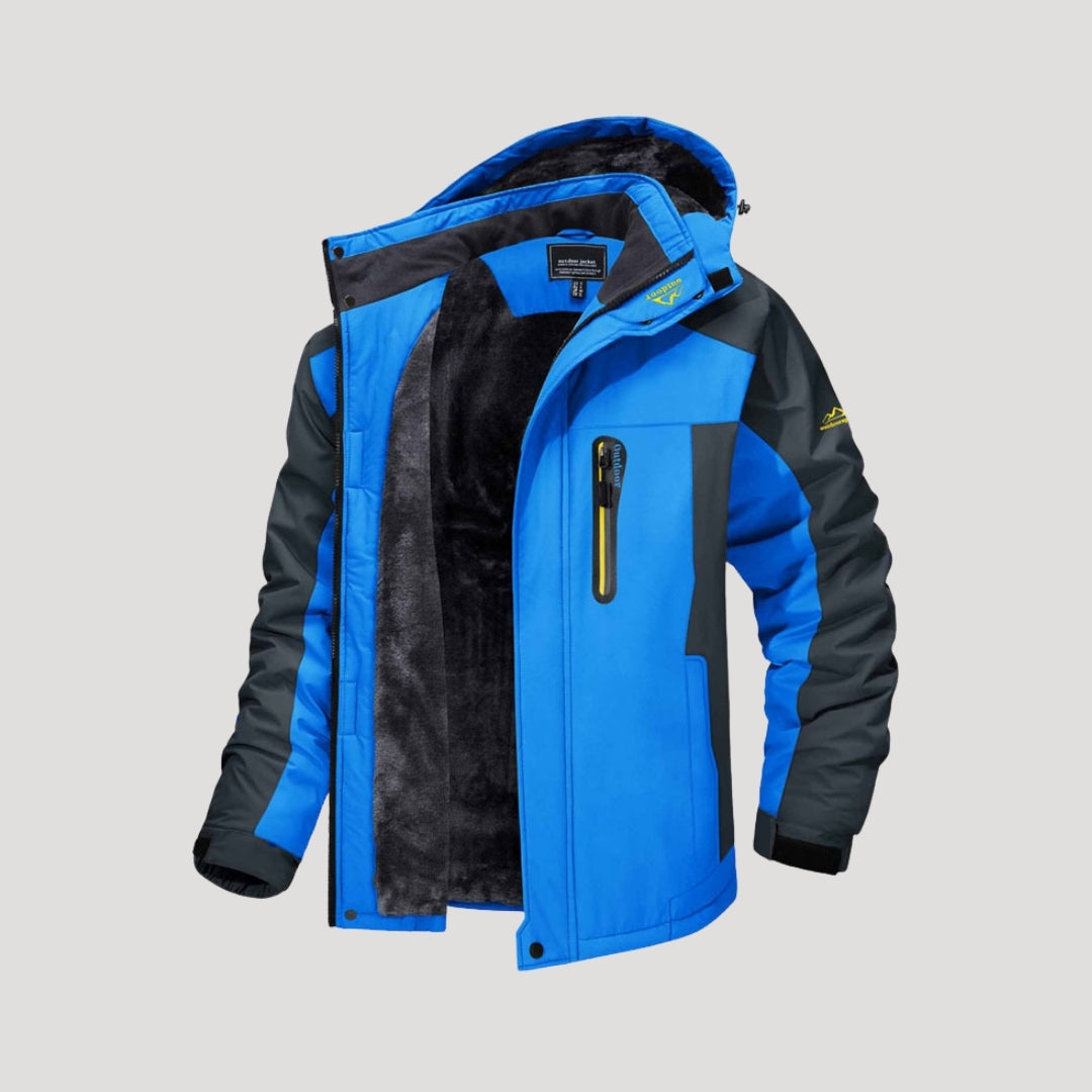 Lång vinterparkas för herr med fuskpäls och justerbar midja