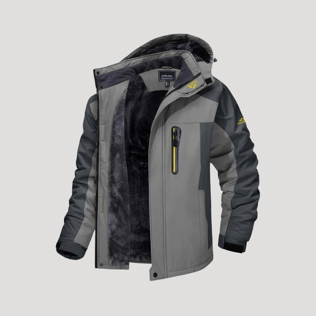 Lång vinterparkas för herr med fuskpäls och justerbar midja