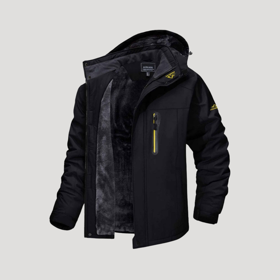 Lång vinterparkas för herr med fuskpäls och justerbar midja