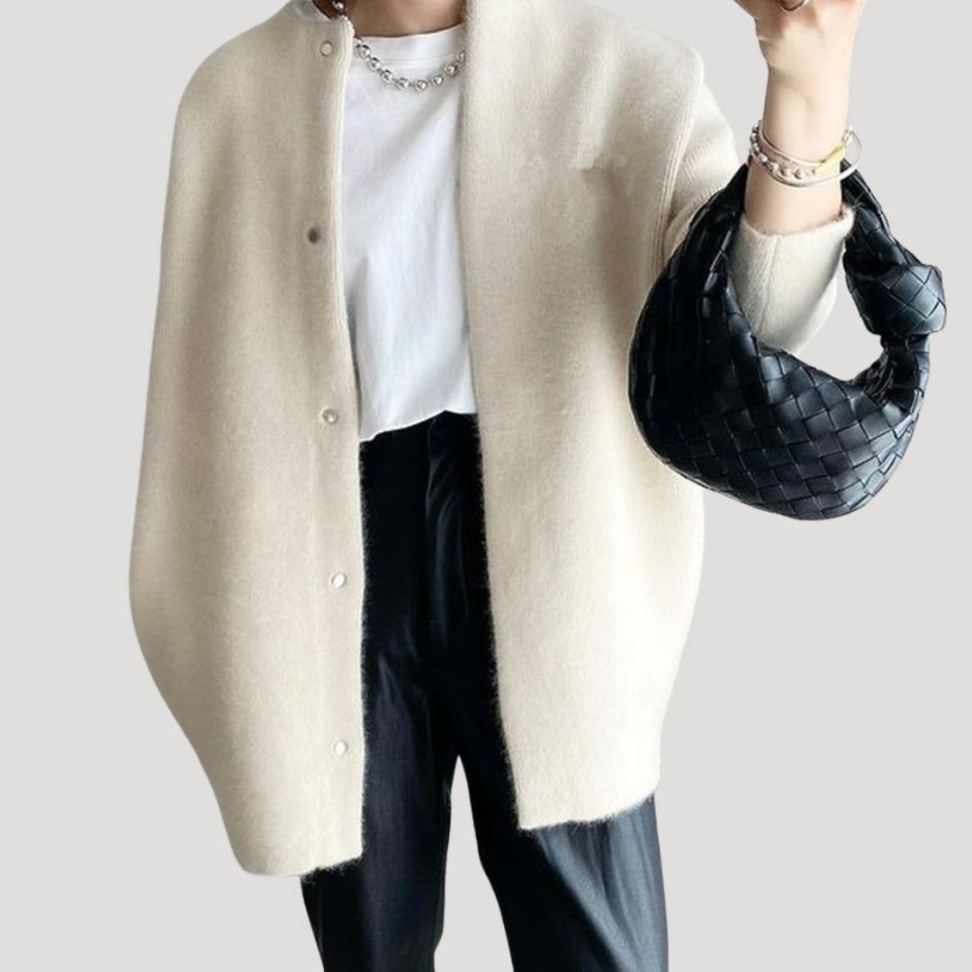 Lång ullkofta för damer, mjuk stickad