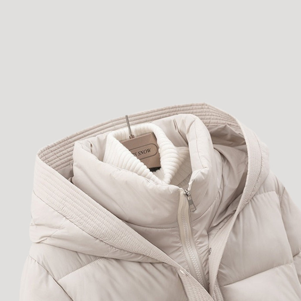 Vinterjacka för damer med huva och bälte