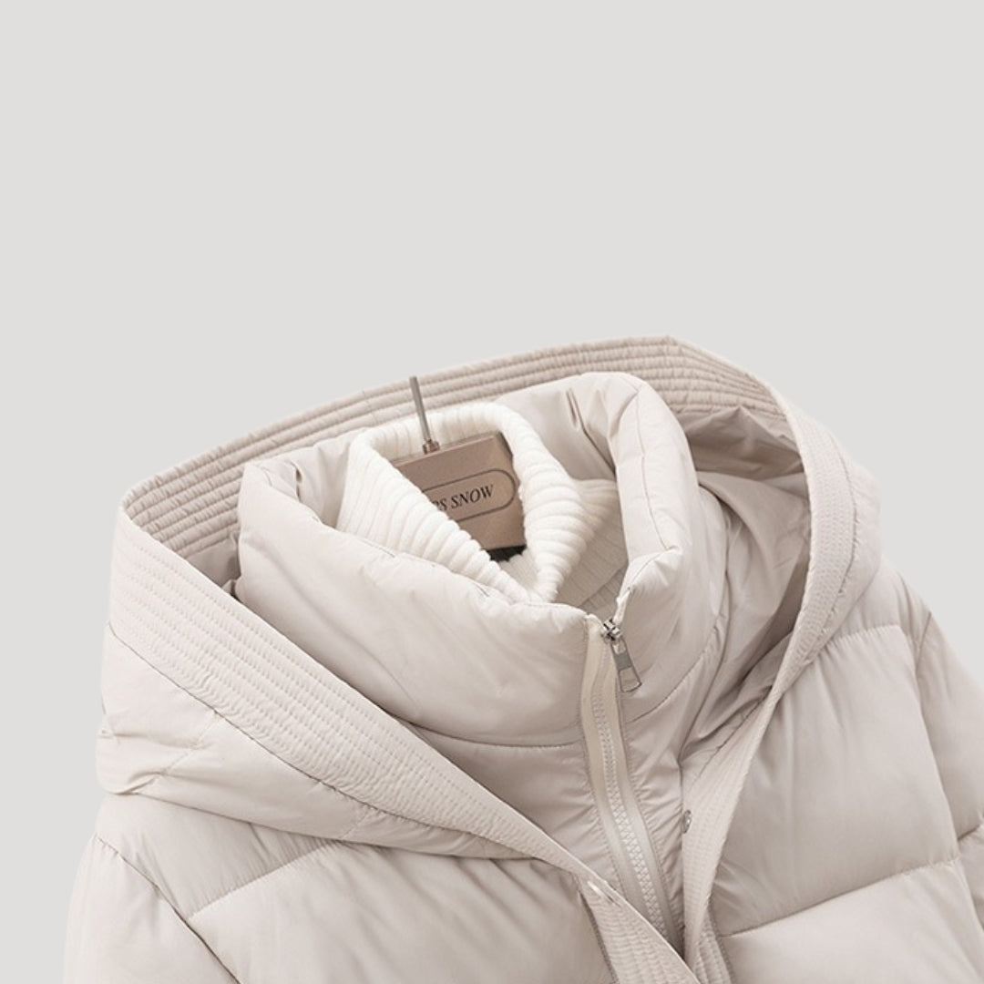 Vinterjacka för damer med huva och bälte