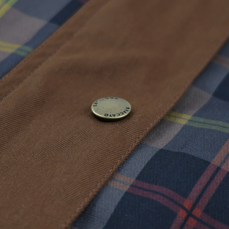 Damjacka med rutmönster och krage i fuskpäls (varm bomullsfyllning)