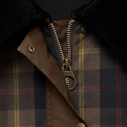 Damjacka med varm rutmönster och mjuk pälskrage