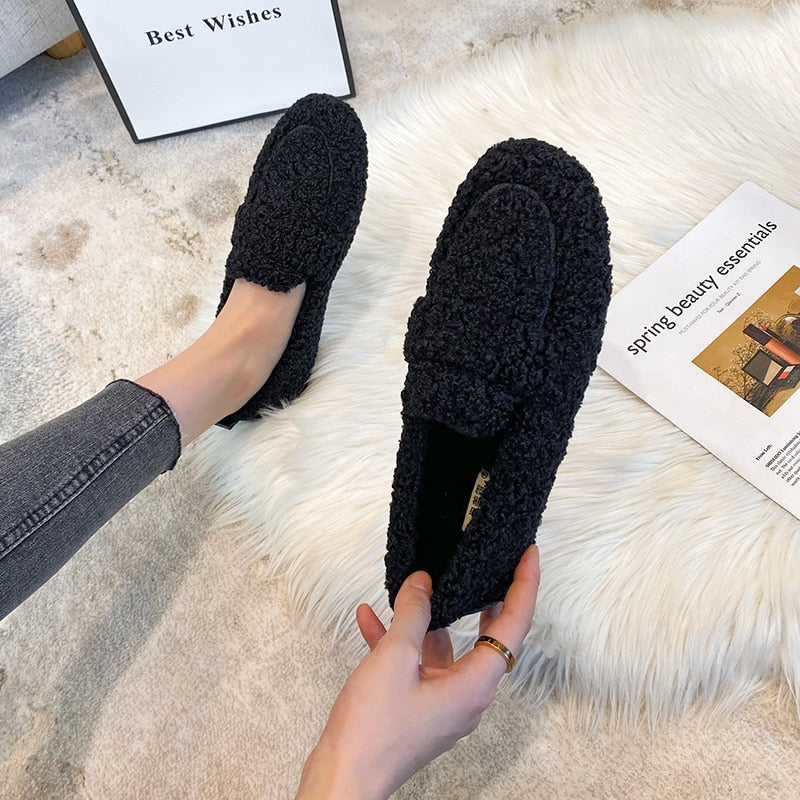 Unisex vinterloafers med plyschfoder och halkfri gummisula