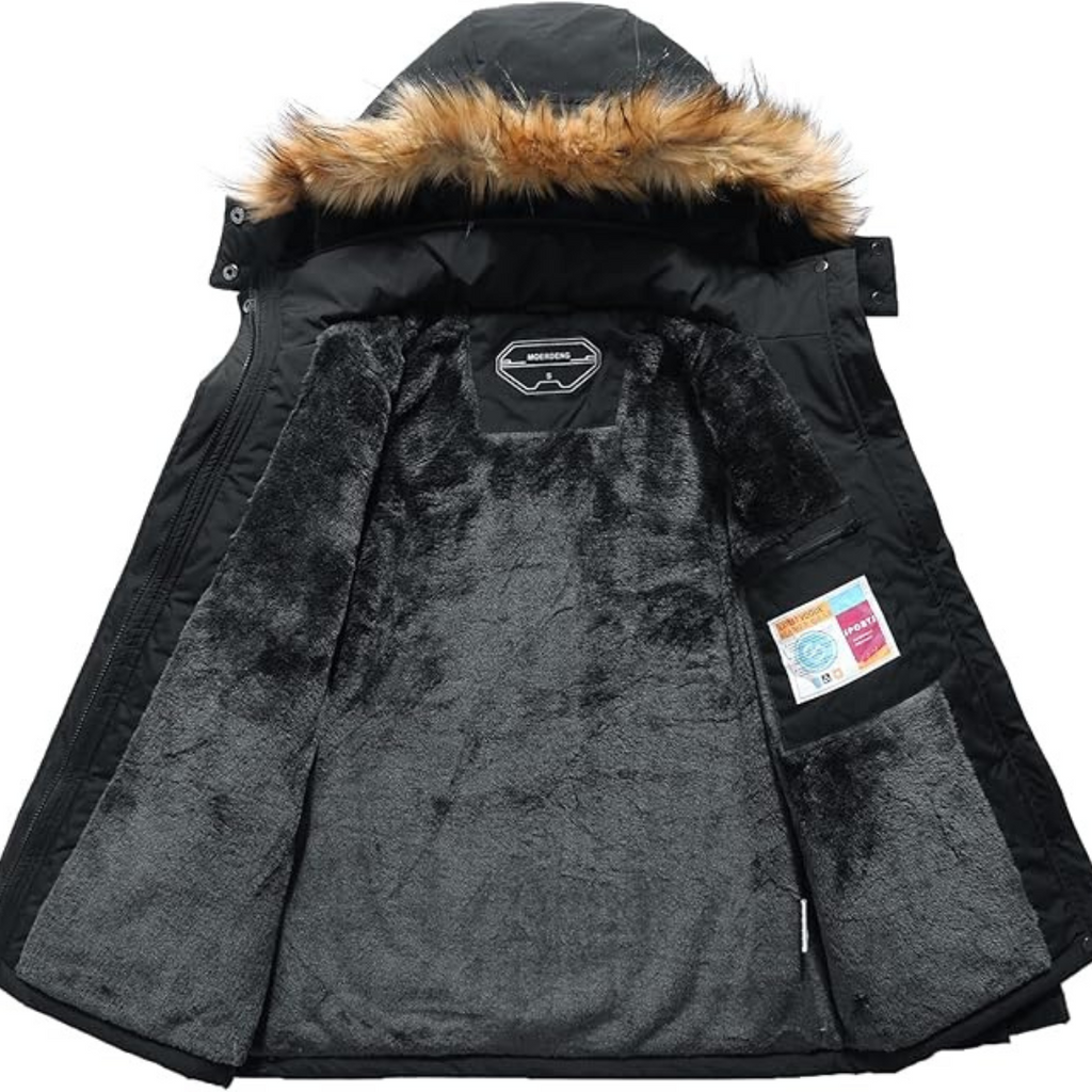 Herr Vinterjacka med Huv | Vattentät Sammetsfleece