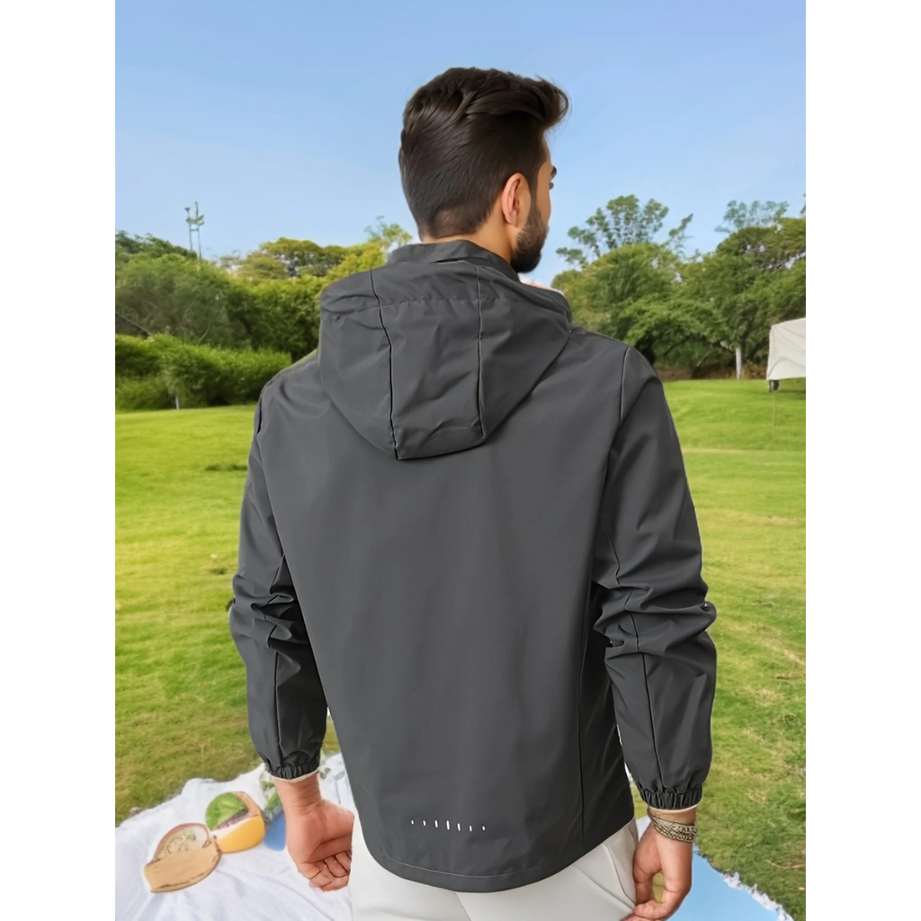 Herr Vattentät Lättviktsjacka | Andningsbar, Vindavvisande, Justerbar Huva